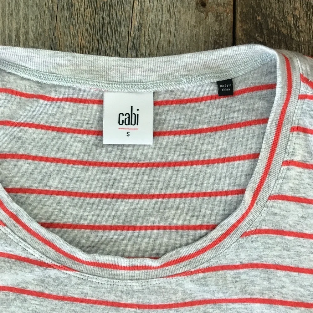 CAbi Tangerine Stripe Ruffle Sleeveless Top Size S - Picture 3 of 15